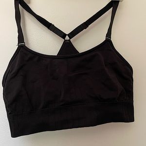 Black sports bra, size small